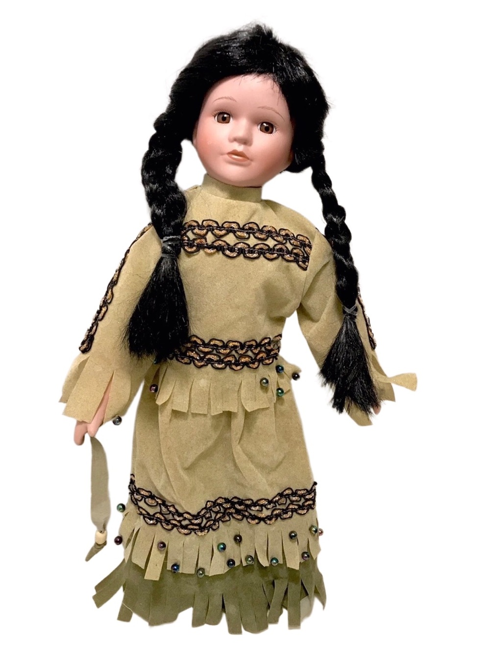 Premier Dolls Native American Woman Vtg Porcelain Doll Native Clothes SH-33 D